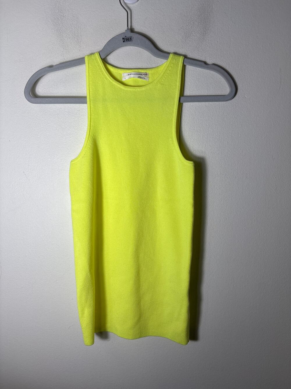 by Anthropologie Neon Yellow Sleeveless Knit Tank Sz S